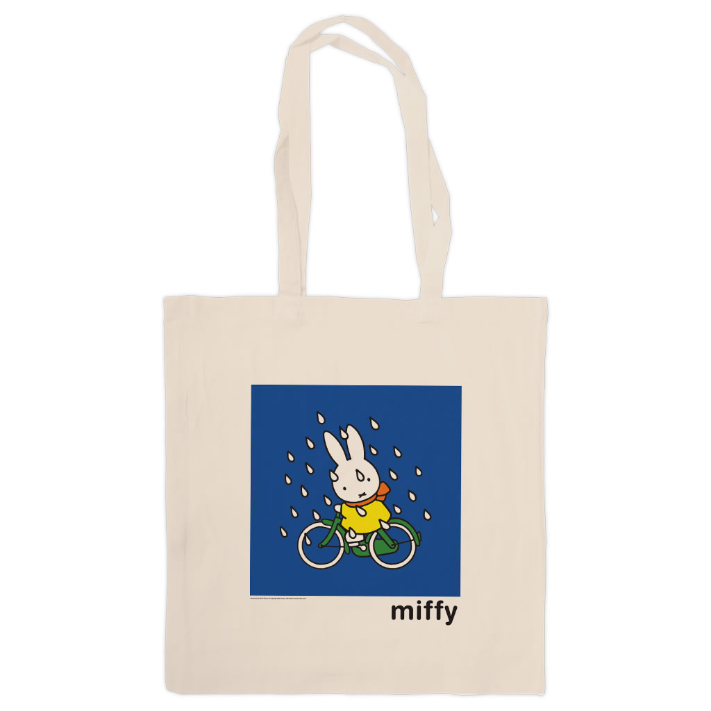 Miffy on Her Bike in the Rain Tote Shopper Bag Miffy on Her Bike in the Rain Tote Shopper Bag