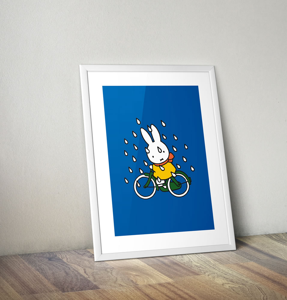 Miffy on Her Bike in the Rain Framed Mini Poster Miffy on Her Bike in the Rain Framed Mini Poster