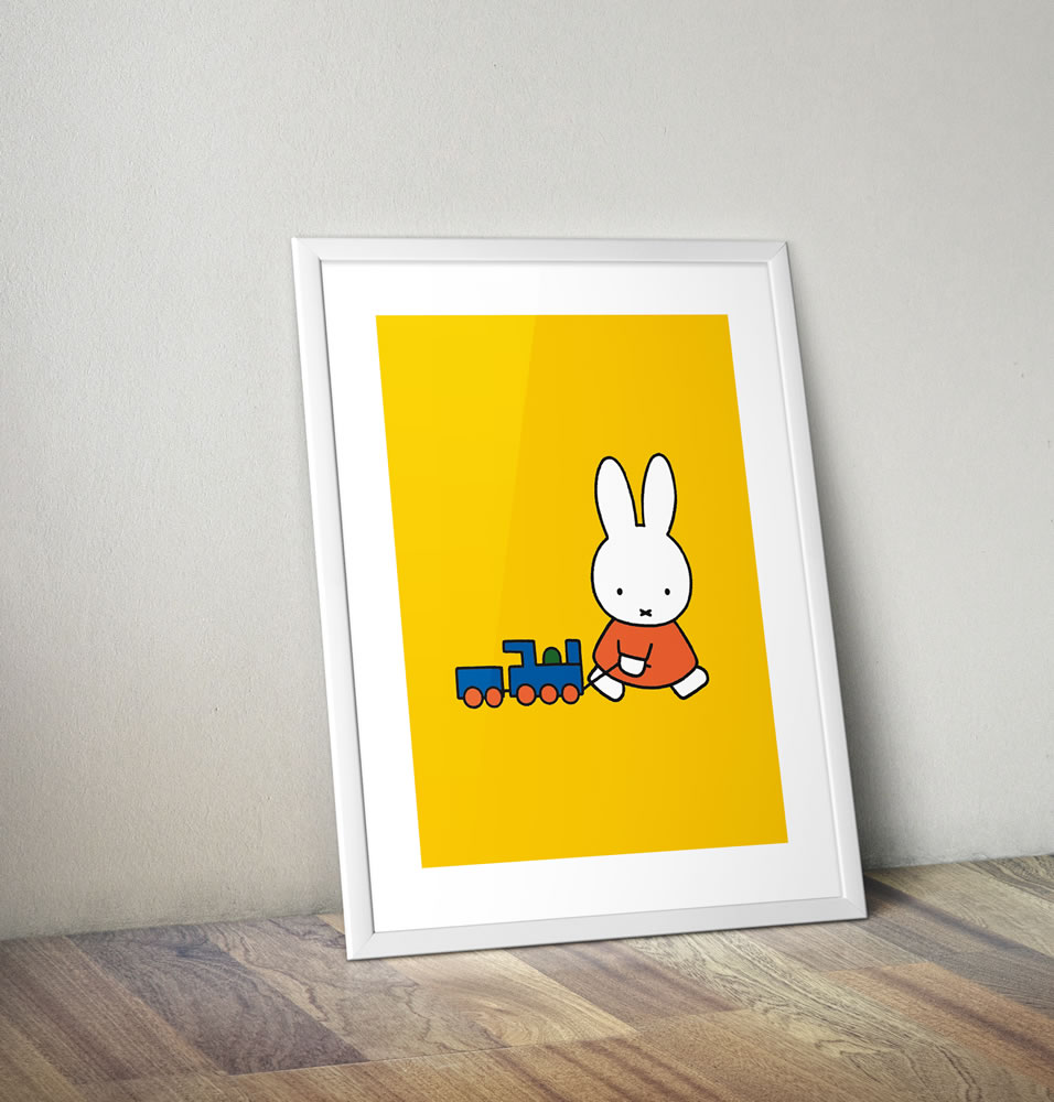 Miffy Pulling a Toy Train Framed Mini Poster Miffy Pulling a Toy Train Framed Mini Poster