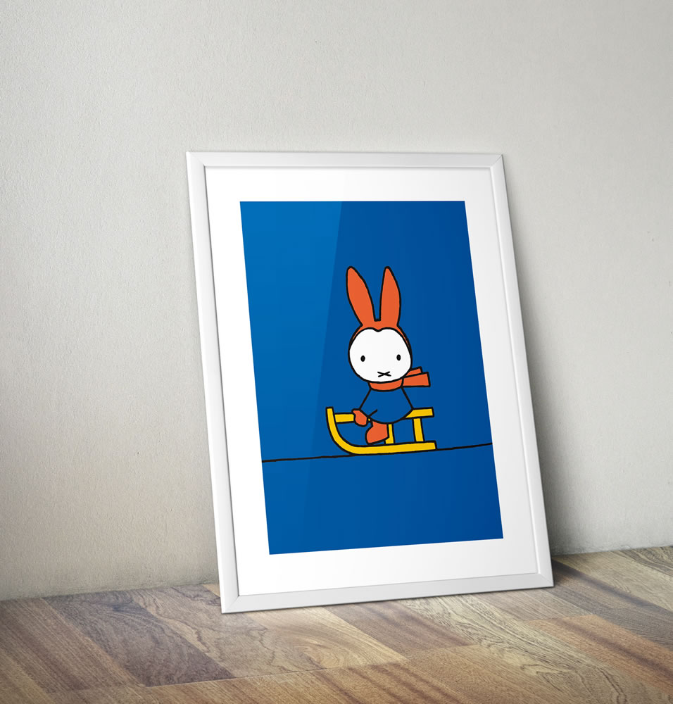 Miffy Playing on a Sleigh Framed Mini Poster Miffy Playing on a Sleigh Framed Mini Poster