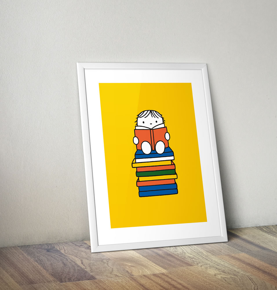 Miffy's Friend sat on a Pile of Books Framed Mini Poster Miffy's Friend sat on a Pile of Books Framed Mini Poster