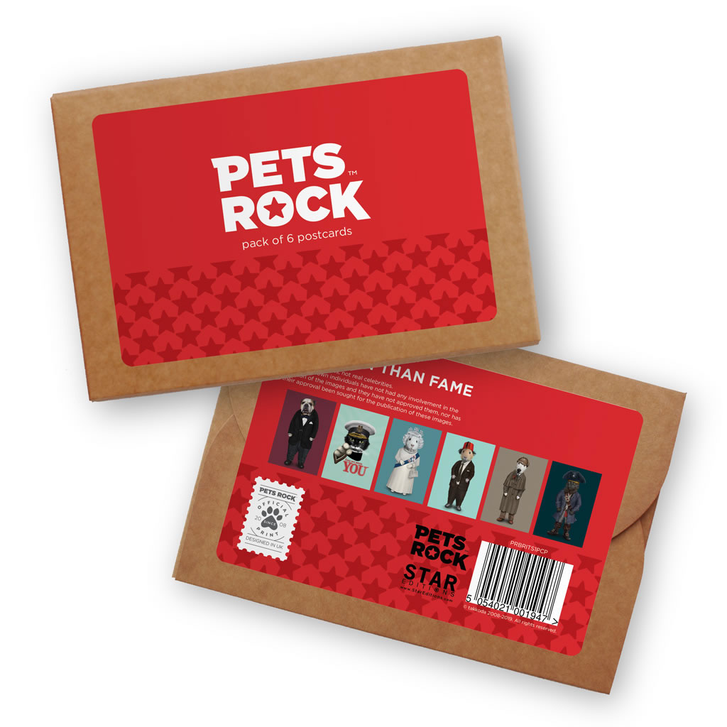 Set of 6 Pets Rock Postcard Sets - British Collection 1 Set of 6 Pets Rock Postcard Sets - British Collection 1