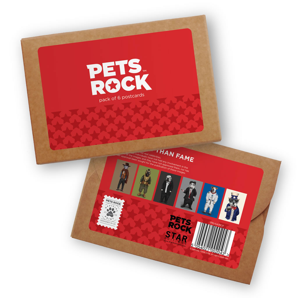 Set of 6 Pets Rock Postcard Sets - USA Collection 1 Set of 6 Pets Rock Postcard Sets - USA Collection 1