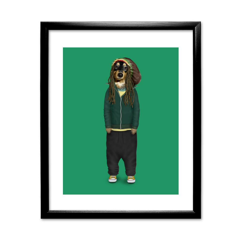Reggae Pets Rock 11' by 14' Black Framed Art Print Reggae Pets Rock 11' by 14' Black Framed Art Print