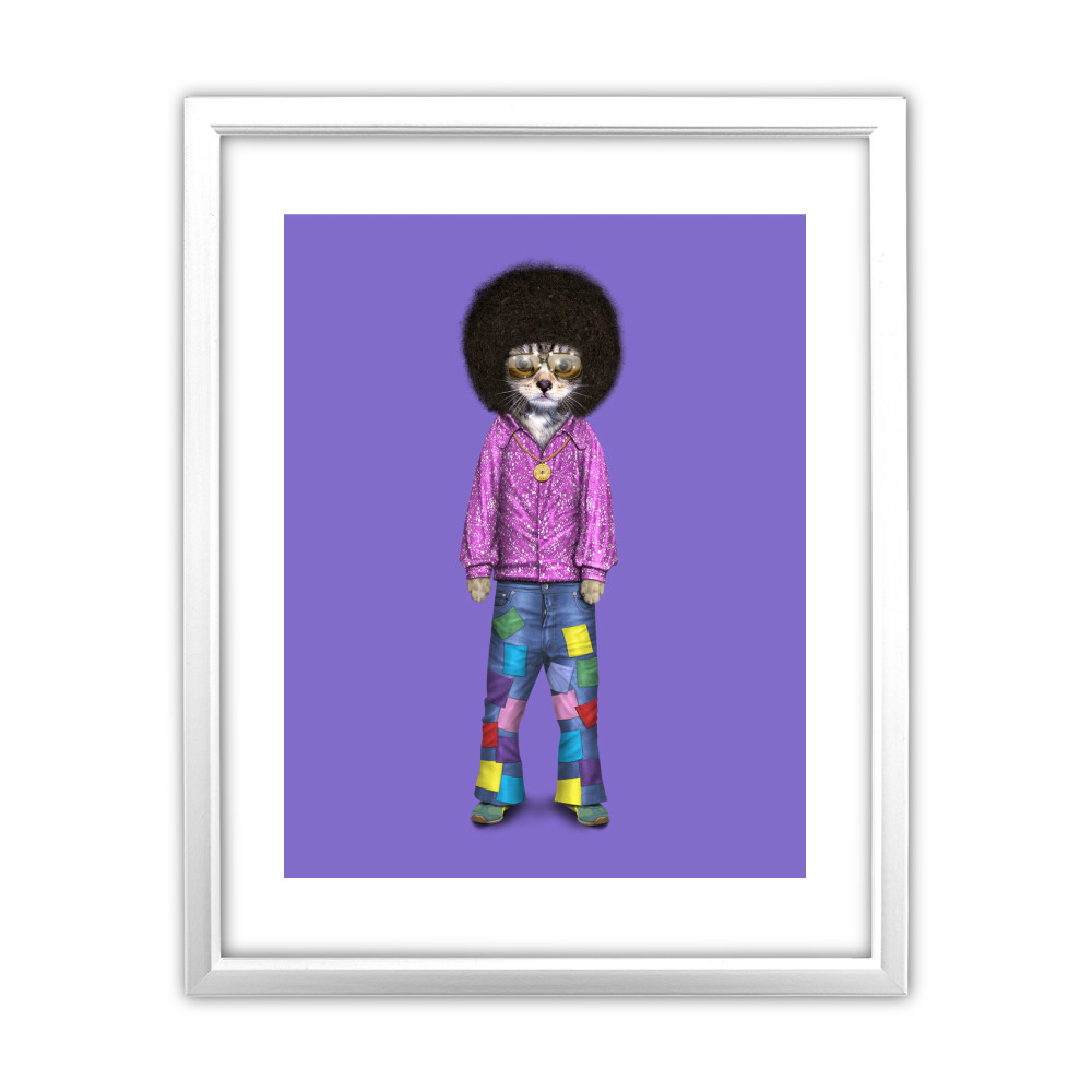 Disco Pets Rock 11' by 14' White Framed Art Print Disco Pets Rock 11' by 14' White Framed Art Print