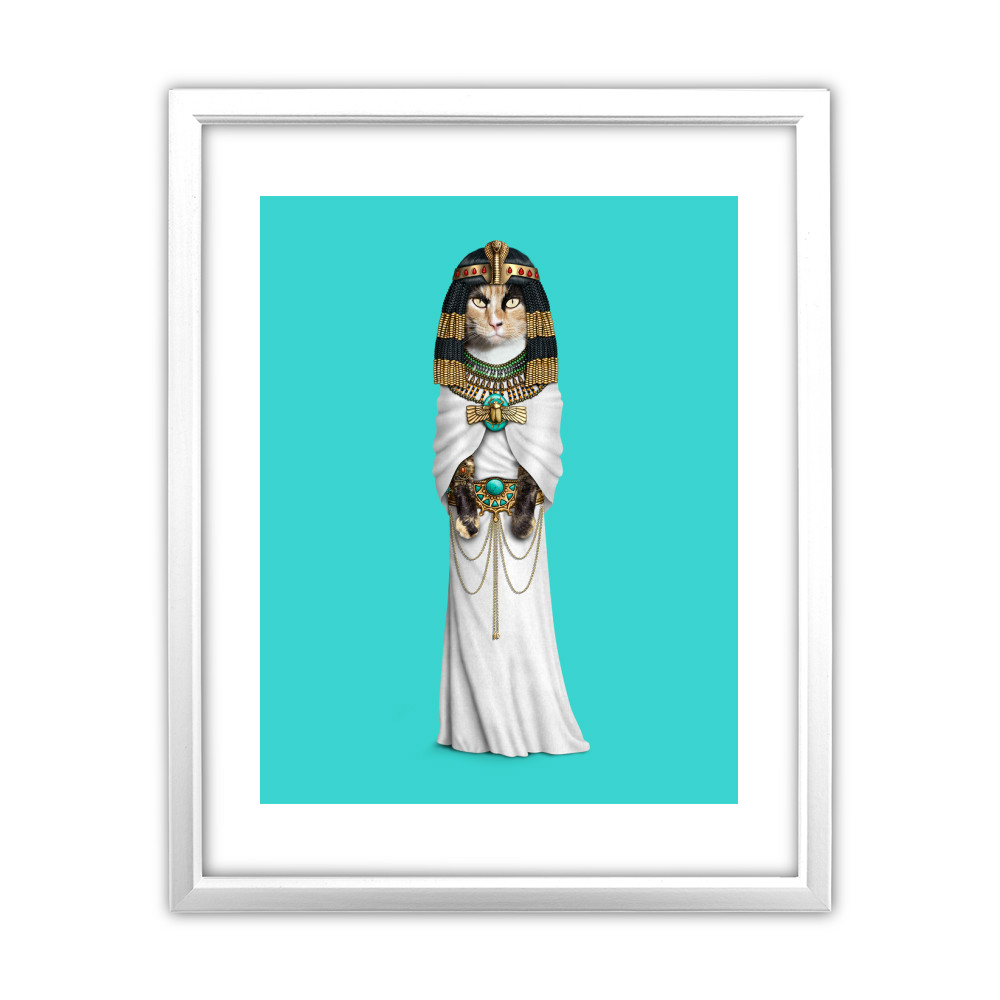 Cleopatra Pets Rock 11' by 14' White Framed Art Print Cleopatra Pets Rock 11' by 14' White Framed Art Print
