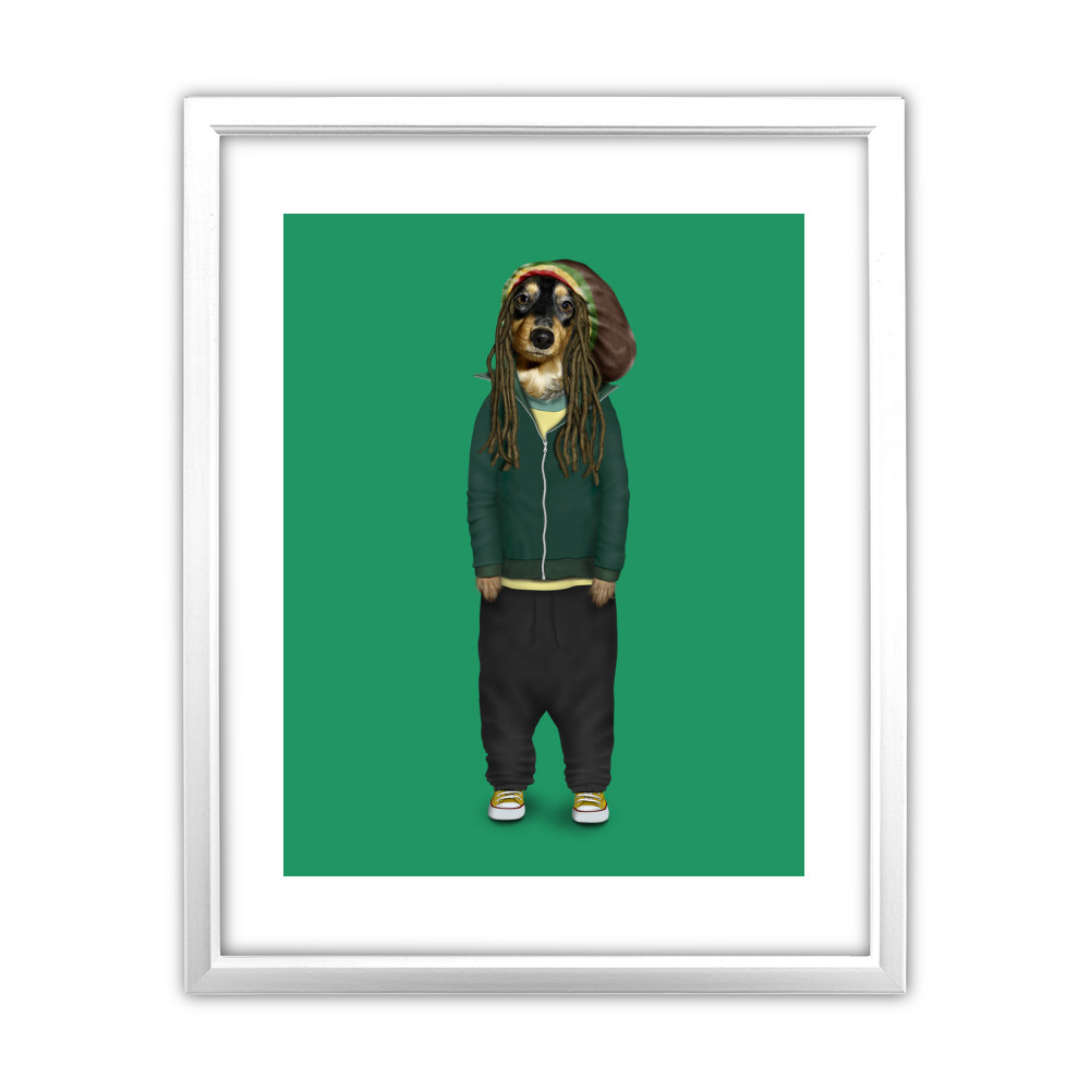Reggae Pets Rock 11' by 14' White Framed Art Print Reggae Pets Rock 11' by 14' White Framed Art Print