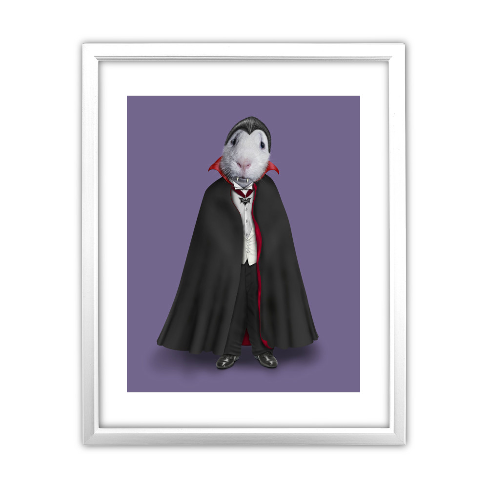Dracula Pets Rock 11' by 14' White Framed Art Print Dracula Pets Rock 11' by 14' White Framed Art Print