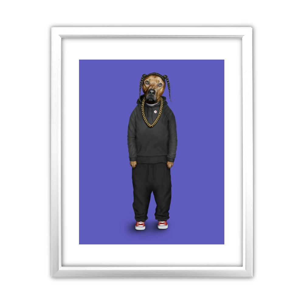 Rap Pets Rock 11' by 14' White Framed Art Print Rap Pets Rock 11' by 14' White Framed Art Print