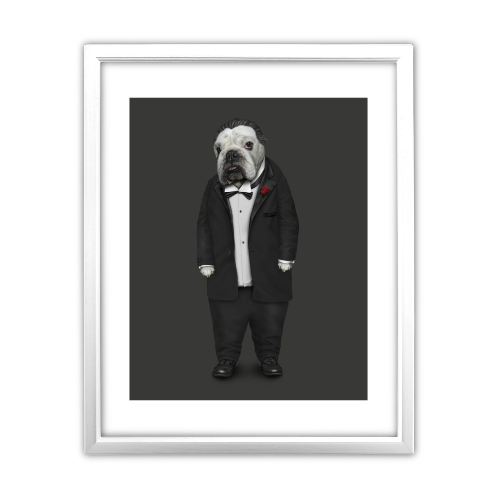 Dog Father Pets Rock 11' by 14' White Framed Art Print Dog Father Pets Rock 11' by 14' White Framed Art Print