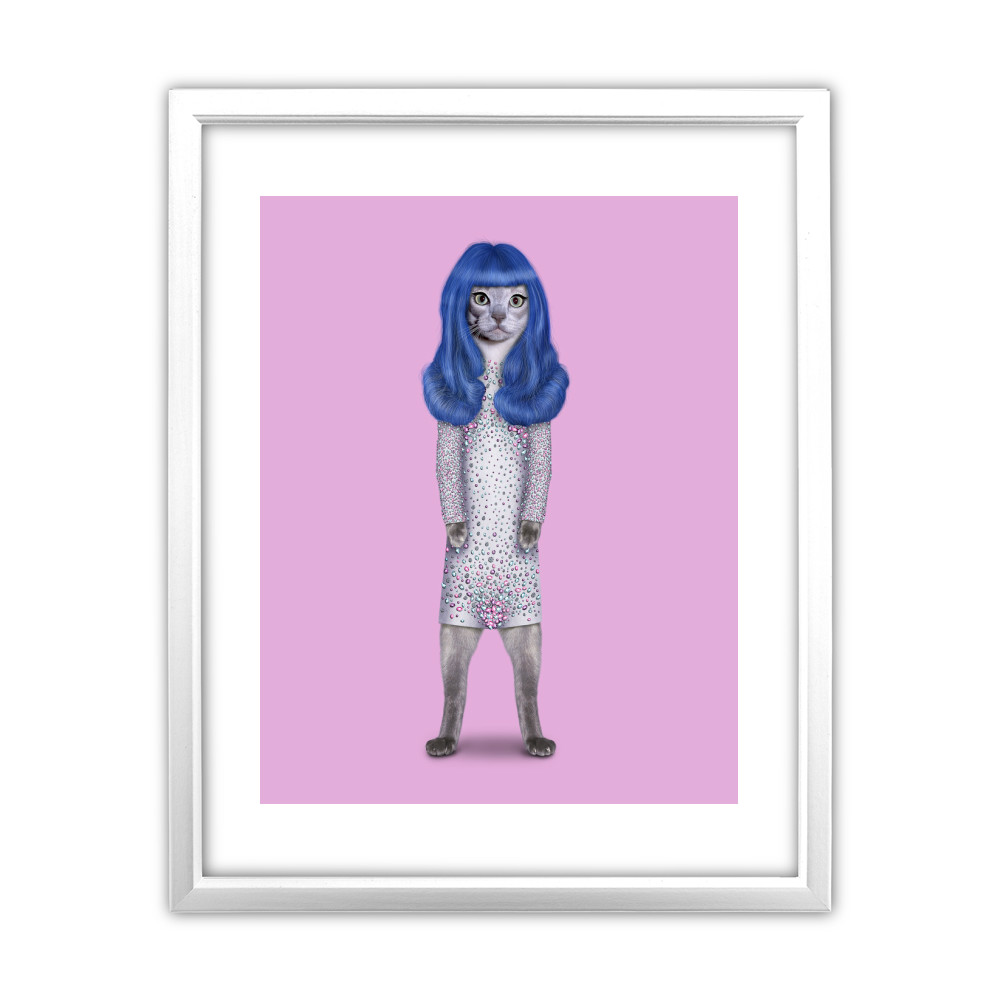 Gurl Pets Rock 11' by 14' White Framed Art Print Gurl Pets Rock 11' by 14' White Framed Art Print