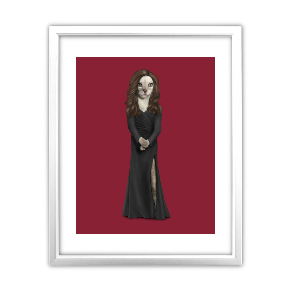 Hollywood Lady Pets Rock White Framed Art Print Hollywood Lady Pets Rock White Framed Art Print
