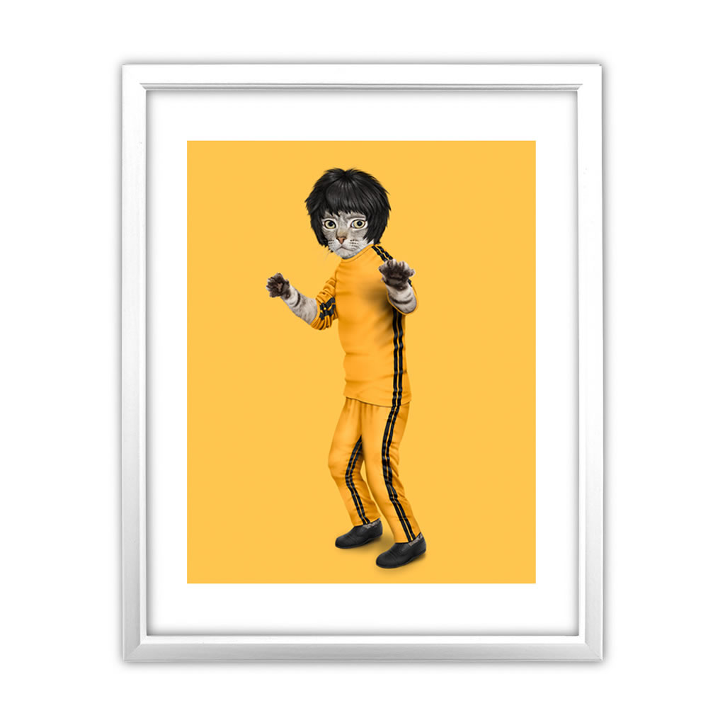 Kung Fu Pets Rock 11' by 14' White Framed Art Print Kung Fu Pets Rock 11' by 14' White Framed Art Print